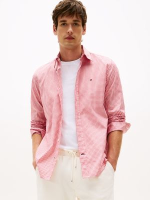 Regular Fit Gingham Stretch Poplin Shirt, Nantucket Red
