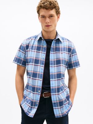 Regular Fit Plaid Oxford Shirt, Vessel Blue
