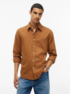 Regular Fit Linen-Blend Shirt, Timeless Tawny