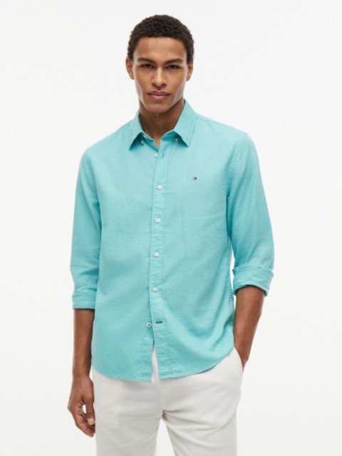 Мужские рубашки Tommy Hilfiger Regular Fit Linen-Blend Shirt