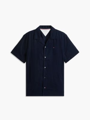 Мужская рубашка Tommy Hilfiger Regular Fit Cotton-Linen Camp, цвет: Тёмно-синий — фото 5