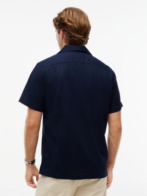 Мужская рубашка Tommy Hilfiger Regular Fit Cotton-Linen Camp, цвет: Тёмно-синий — фото 4