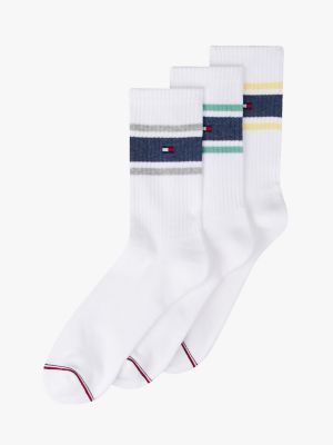 Bold Stripe Crew Sock 3-Pack, Lucent White / Multi