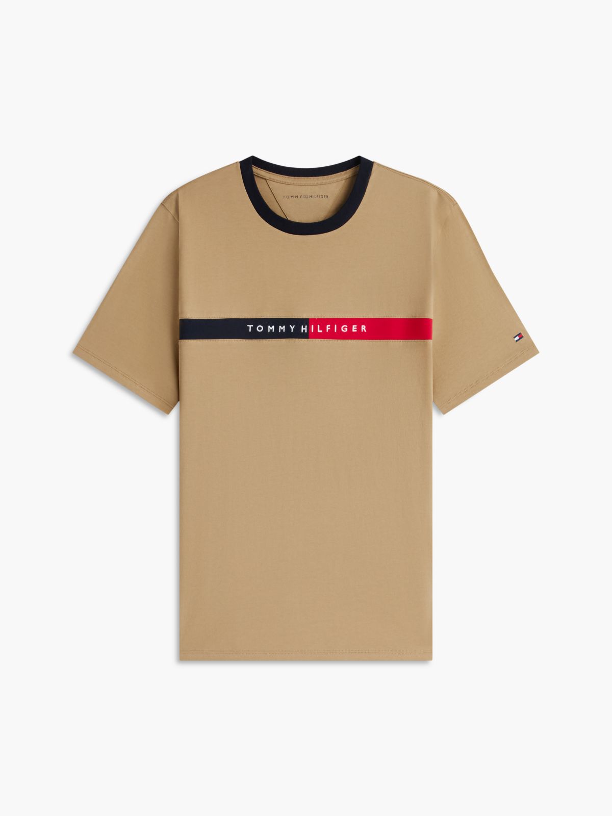 Colorblock Flag Stripe Logo T-Shirt — Dark Dune