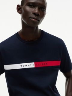 Colorblock Flag Stripe Logo T-Shirt — Navy Blue 3