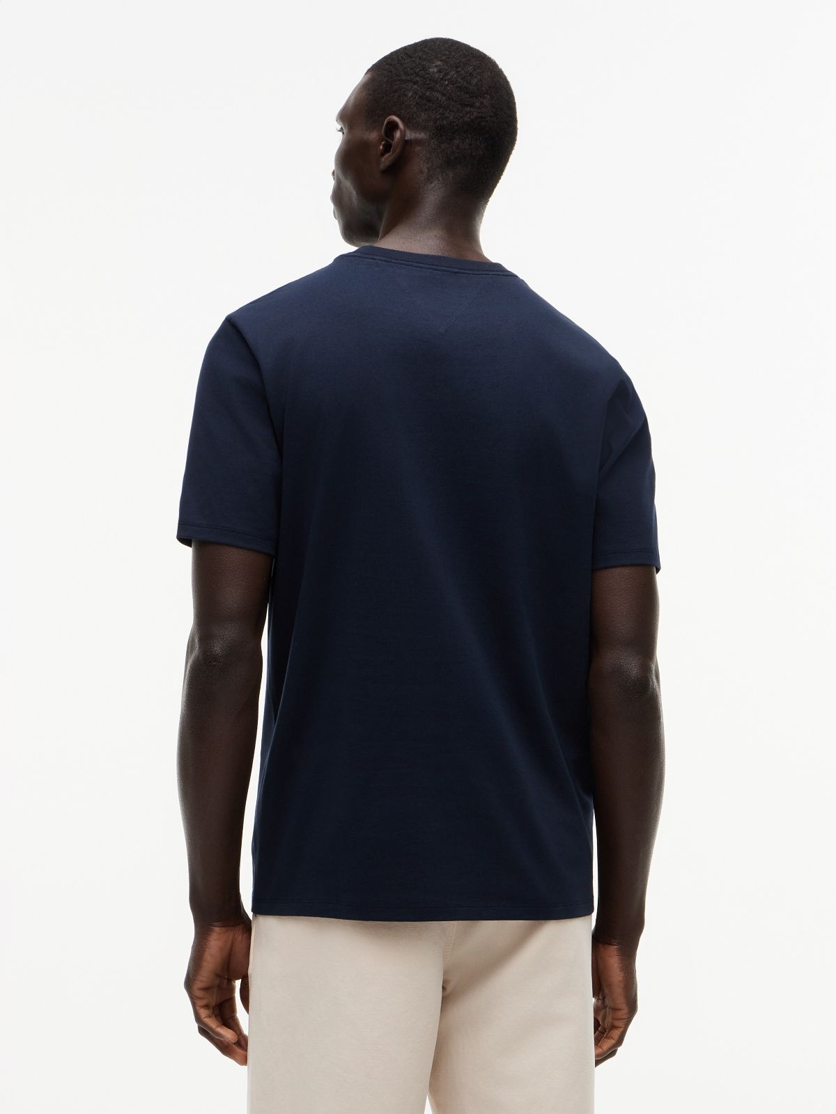 Colorblock Flag Stripe Logo T-Shirt — Navy Blue
