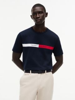 Colorblock Flag Stripe Logo T-Shirt — Navy Blue 1