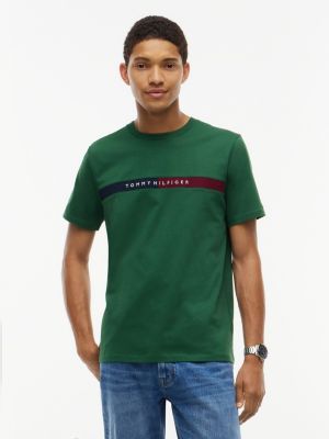 Colorblock Flag Stripe Logo T-Shirt, Deep Evergreen