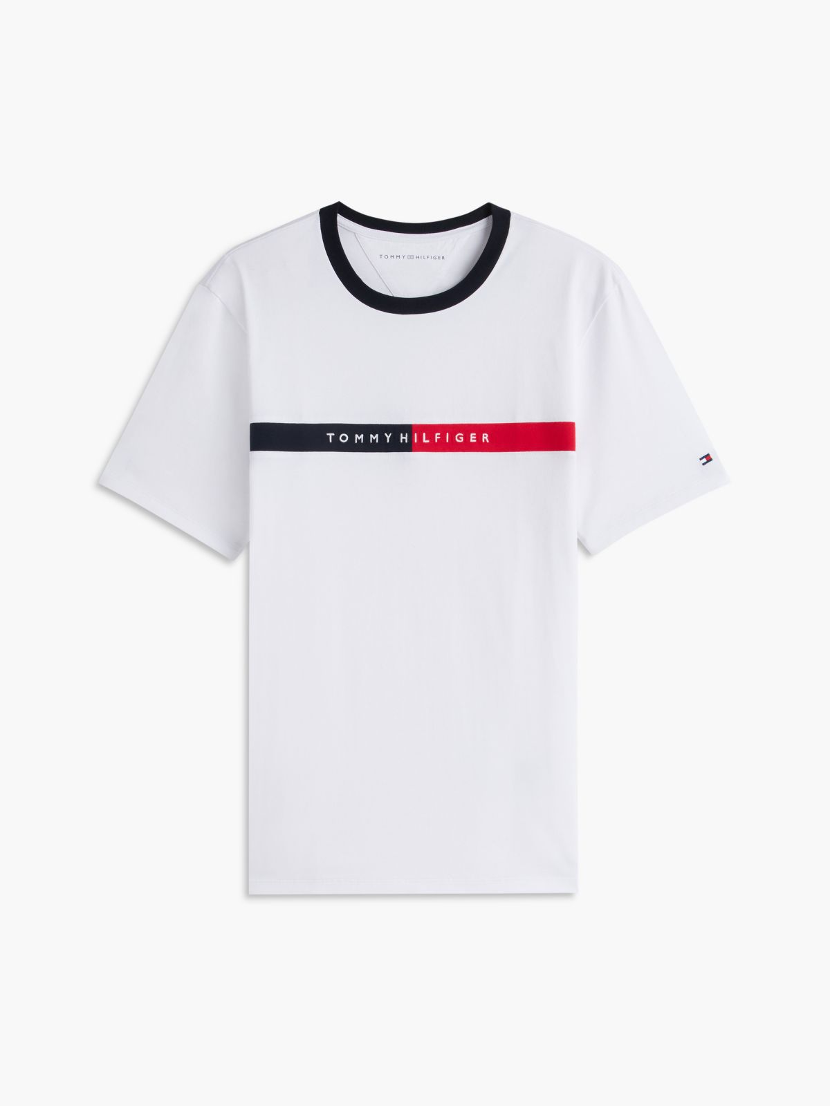 Colorblock Flag Stripe Logo T-Shirt — Optic White