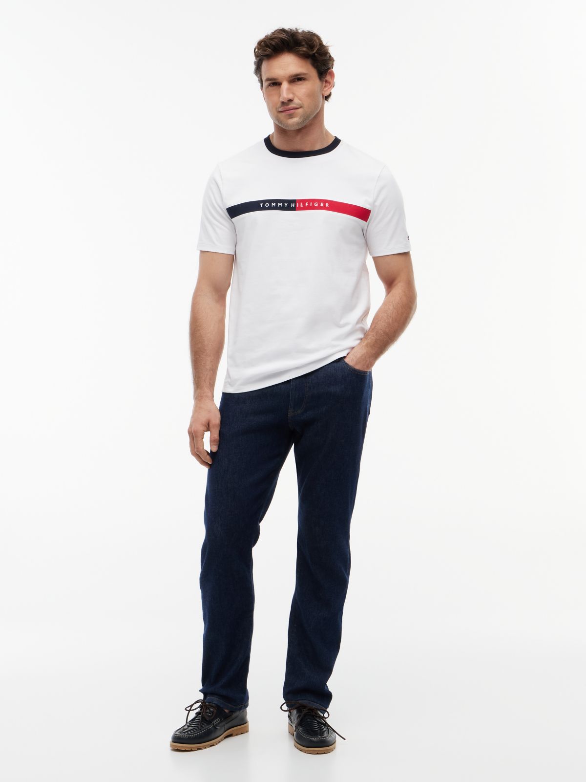 Colorblock Flag Stripe Logo T-Shirt — Optic White