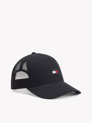 Tommy Flag Logo Trucker Cap, Deep Black