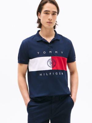 Regular Fit Flag Stripe Polo, Navy