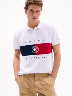 Regular Fit Flag Stripe Polo, Optic White