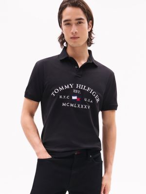 Regular Fit Hilfiger Flag Polo, Black