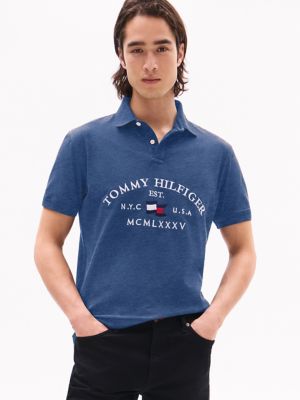 Regular Fit Hilfiger Flag Polo, Blue Heather