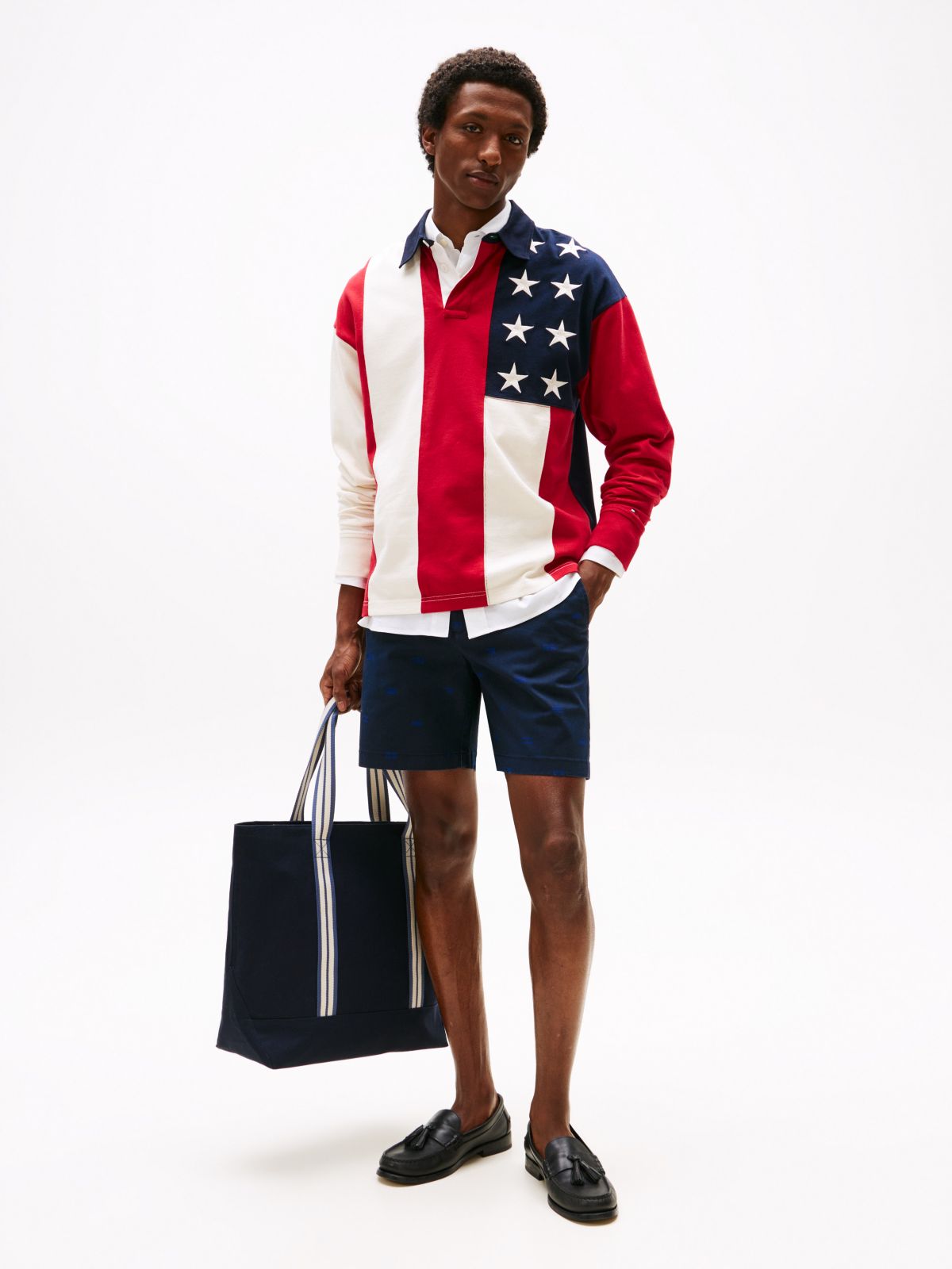 7" Allover Flag Chino Short — Navy