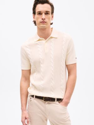Cable Knit Polo Sweater, Calico