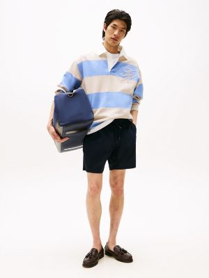 Cotton-Linen Blend Pull-On Short, Navy