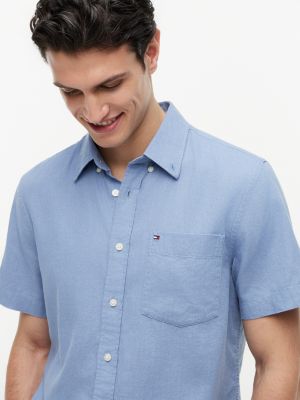 Мужские рубашки Tommy Hilfiger Regular Fit Short-Sleeve Linen-Blend Shirt — фото 3
