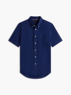 Regular Fit Short-Sleeve Linen-Blend Shirt — Navy 5