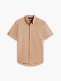 Regular Fit Short-Sleeve Linen-Blend Shirt — Iconic Camel 5