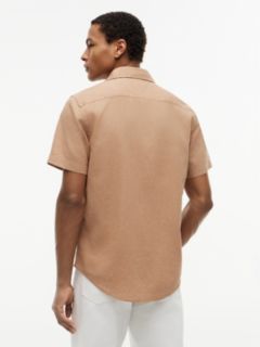 Regular Fit Short-Sleeve Linen-Blend Shirt — Iconic Camel 4
