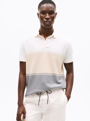 Regular Fit Colorblock Wicking Polo, Ancient White