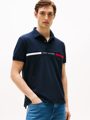 Regular Fit Embroidered Stripe Polo, Navy