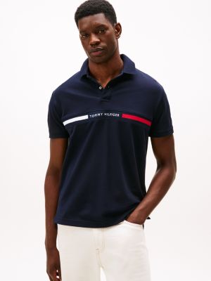 Regular Fit Embroidered Stripe Polo, Navy