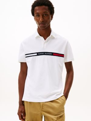 Regular Fit Embroidered Stripe Polo, White