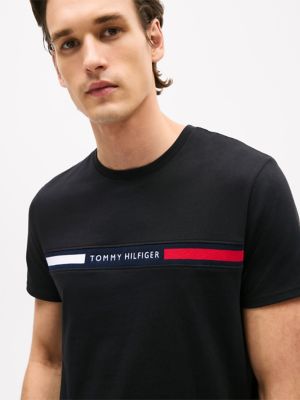 売れ筋商品|||トミーヒルフィガー Tシャツ レディース トップス US FLAG TEE - Print T-shirt - black Signature Flag Stripe Logo T-Shirt | Tommy Hilfiger USA