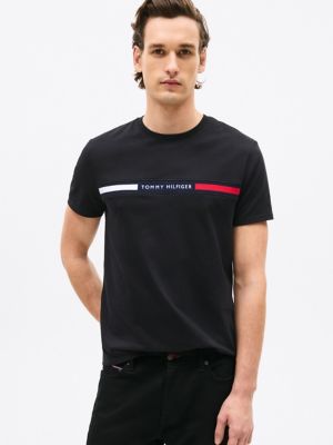 Tommy Flag Stripe T-Shirt, Black