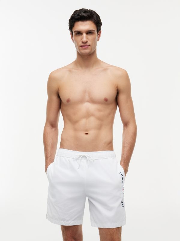 Tommy Logo 7" Swim Trunk — Optic White
