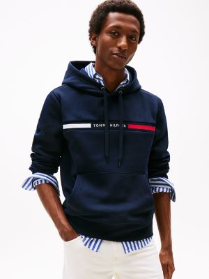 Tommy Flag Stripe Hoodie, Navy