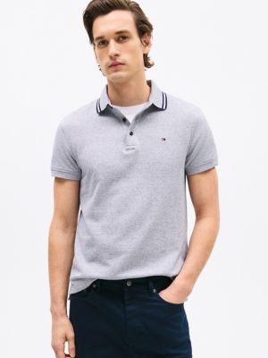 Slim Fit Heathered Polo, Navy