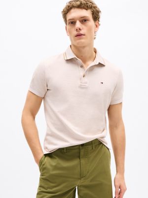 Slim Fit Heathered Polo, Classic Khaki