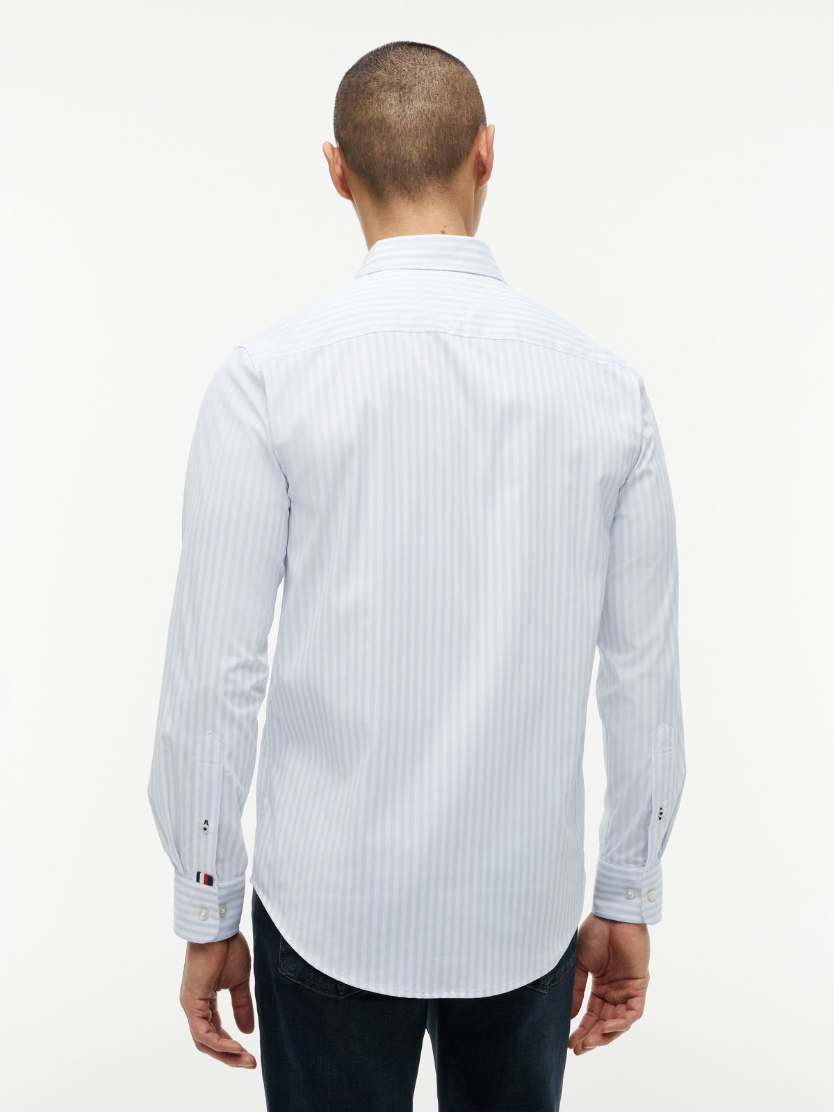 Regular Fit Striped TH Performance Shirt — Sky Blue/White Stripe
