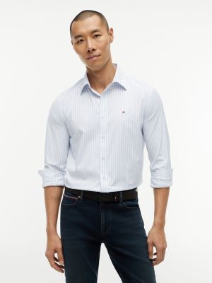 Regular Fit Striped TH Performance Shirt, Sky Blue/White Stripe
