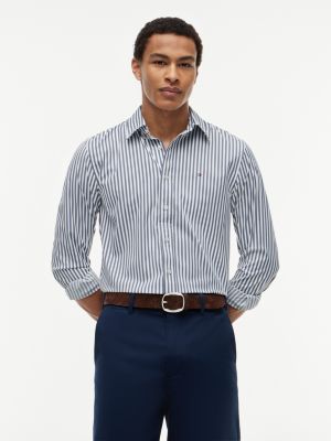 Regular Fit Striped TH Performance Shirt, Navy
