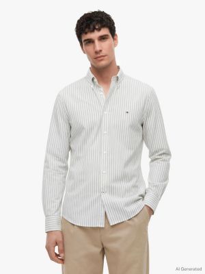Regular Fit Striped TH Performance Shirt, Earth Sage