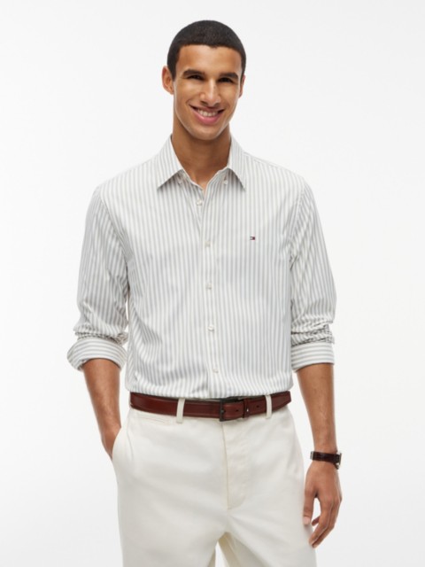 Мужские рубашки Tommy Hilfiger Regular Fit Striped TH Performance Shirt