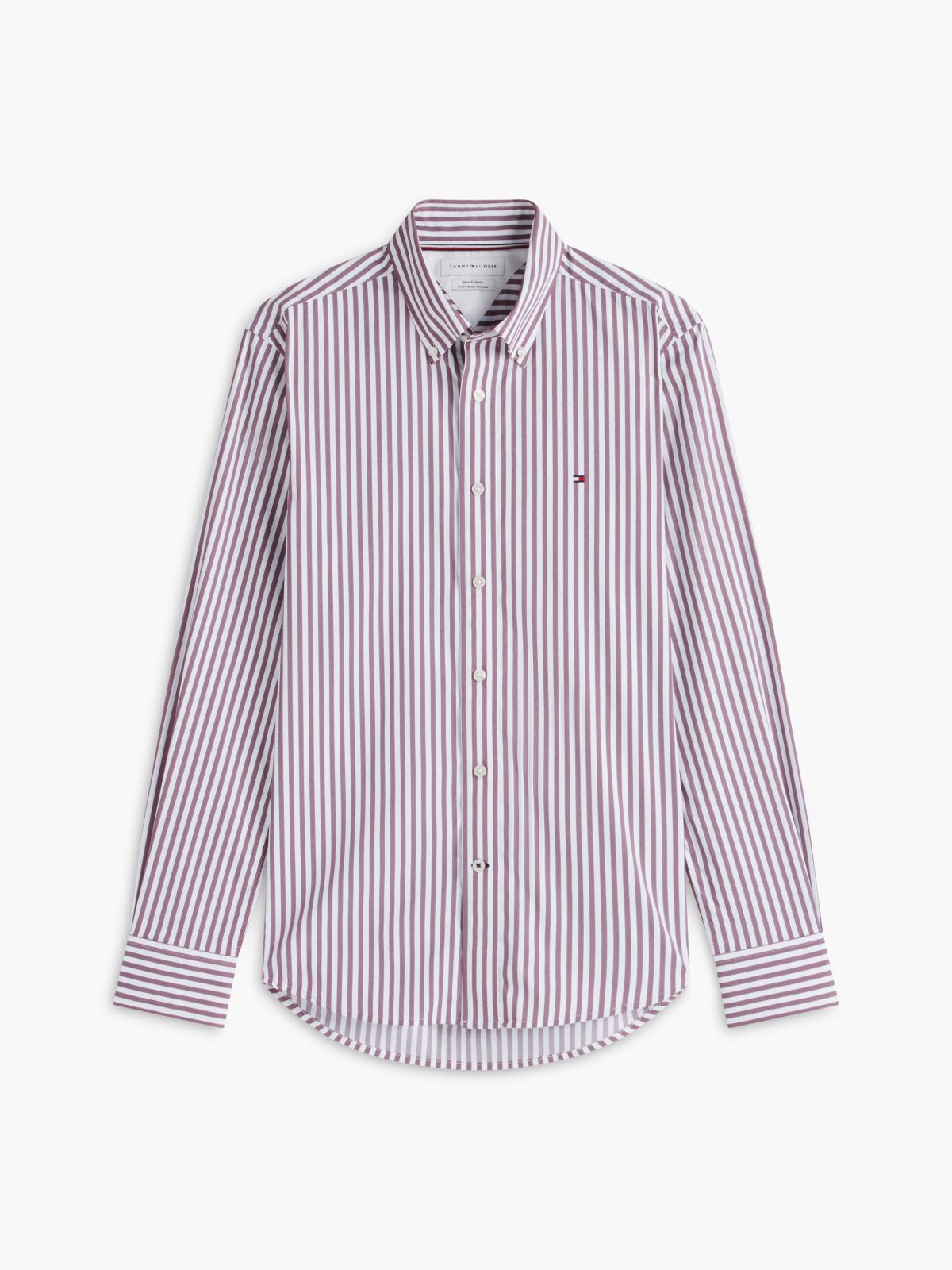 Regular Fit Striped TH Performance Shirt — Burgundy Stripe