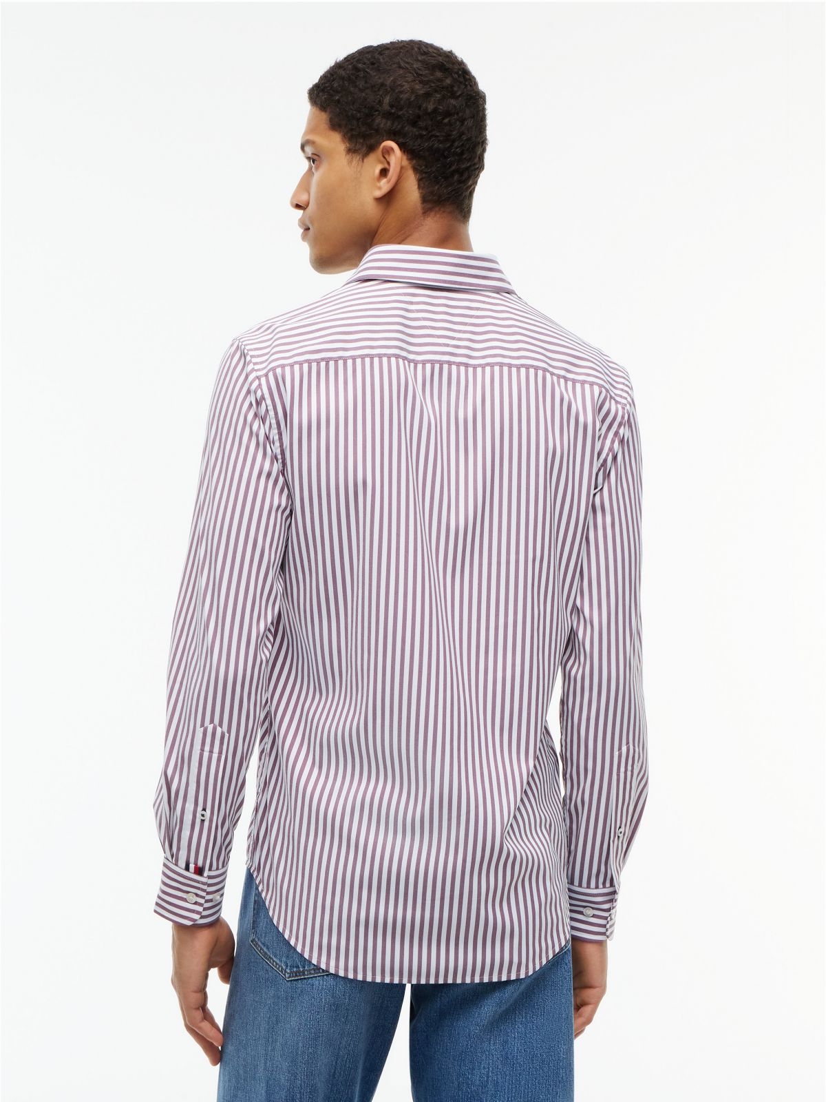 Regular Fit Striped TH Performance Shirt — Burgundy Stripe