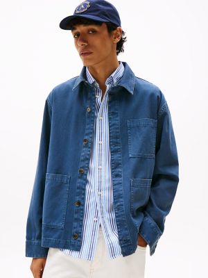 Lightweight Cotton-Linen Shirt Jacket, Faded Indigo