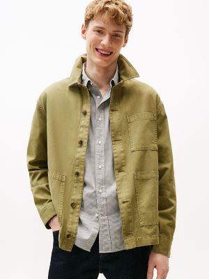 Lightweight Cotton-Linen Shirt Jacket, Uniform Olive