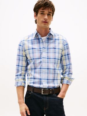 Regular Fit Madras Stretch Oxford Shirt, Vessel Blue Multi