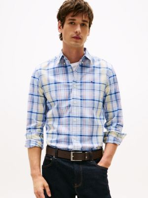 Regular Fit Madras Stretch Oxford Shirt, Vessel Blue Multi