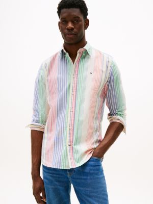 Regular Fit Stripe Stretch Oxford Shirt, Anchor Blue Multi Stripe