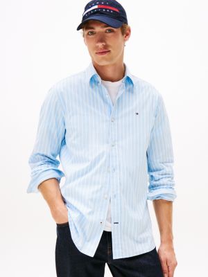 Regular Fit Stripe Stretch Poplin Shirt, Vessel Blue Stripe