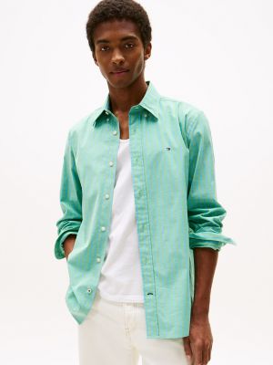 Regular Fit Stripe Stretch Poplin Shirt, Vivid Clover Stripe